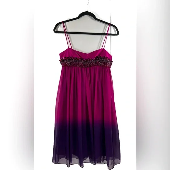 Marc Bouwer Dresses | Marc Bouwer Silk/Satin Ombre Chiffon Empire Waist Knee Length Party Dress Size 2 | Color: Pink/Purple | Size: 2 |